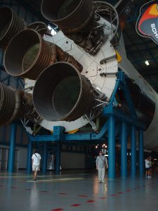 The business end of a Saturn V rocket. Kennedy Space Centre.